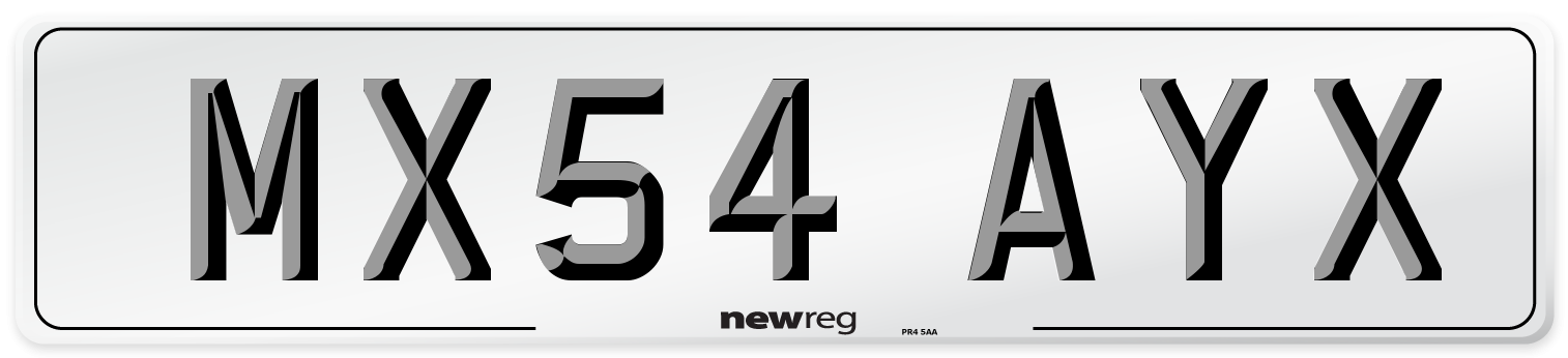 MX54 AYX Number Plate from New Reg